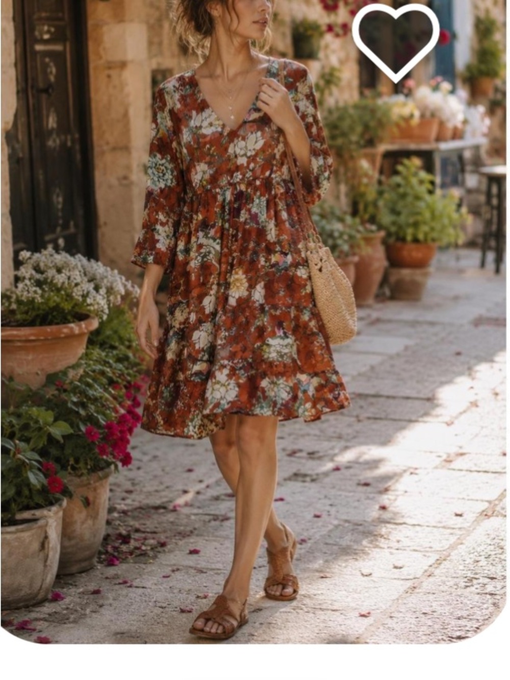 HEMANT & NANDITA Brown Floral Midi Dress